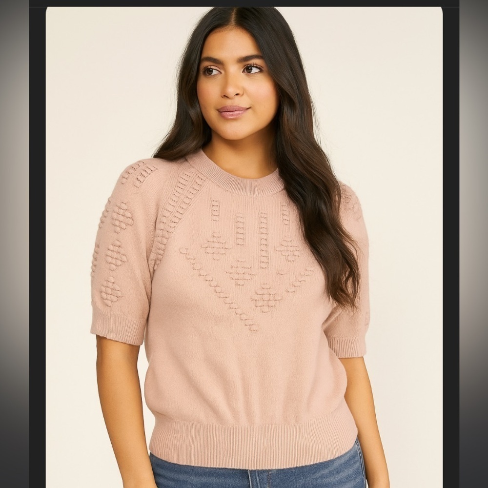 Philosophy sweater knit detail fall tan boho summer Anthropologie classic casual